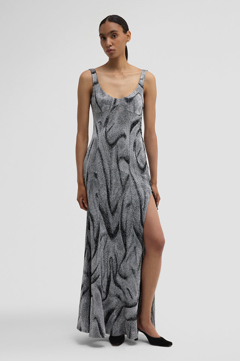 NICE BUT NAUGHTY DRESS IN BLACK SILVER