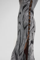 Black and silver maxi dress by Maccapani featuring a stylish, elegant design with a fitted bodice and flowing skirt.