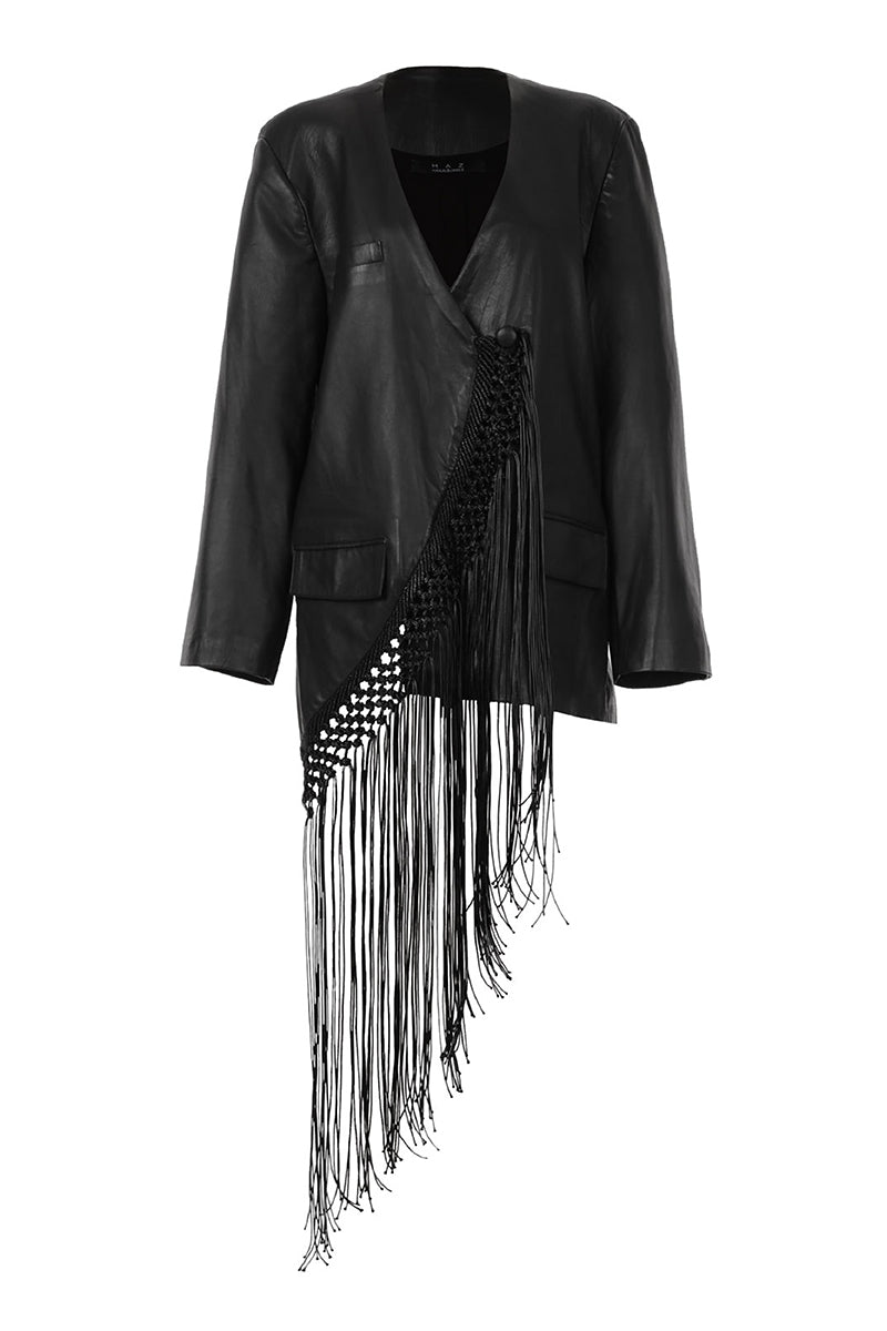 LEATHER MACRAMÉ BLAZER - CULT MIA