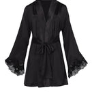 Black Maicha robe by Entos, showcasing a cozy, stylish robe with a relaxed fit and soft fabric, perfect for comfortable loungewear.