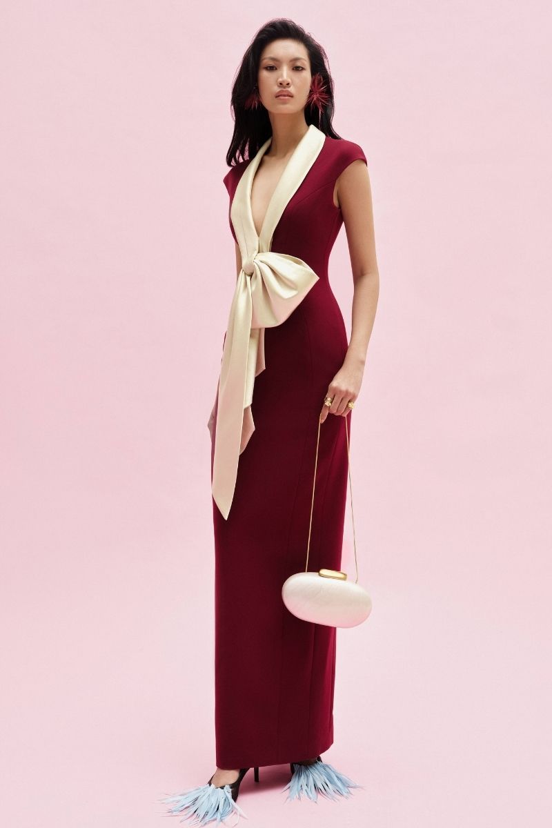 Jenny K Tran Malton Maxi Dress in flowing fabric with a stylish silhouette, perfect for elegant daytime or evening wear.