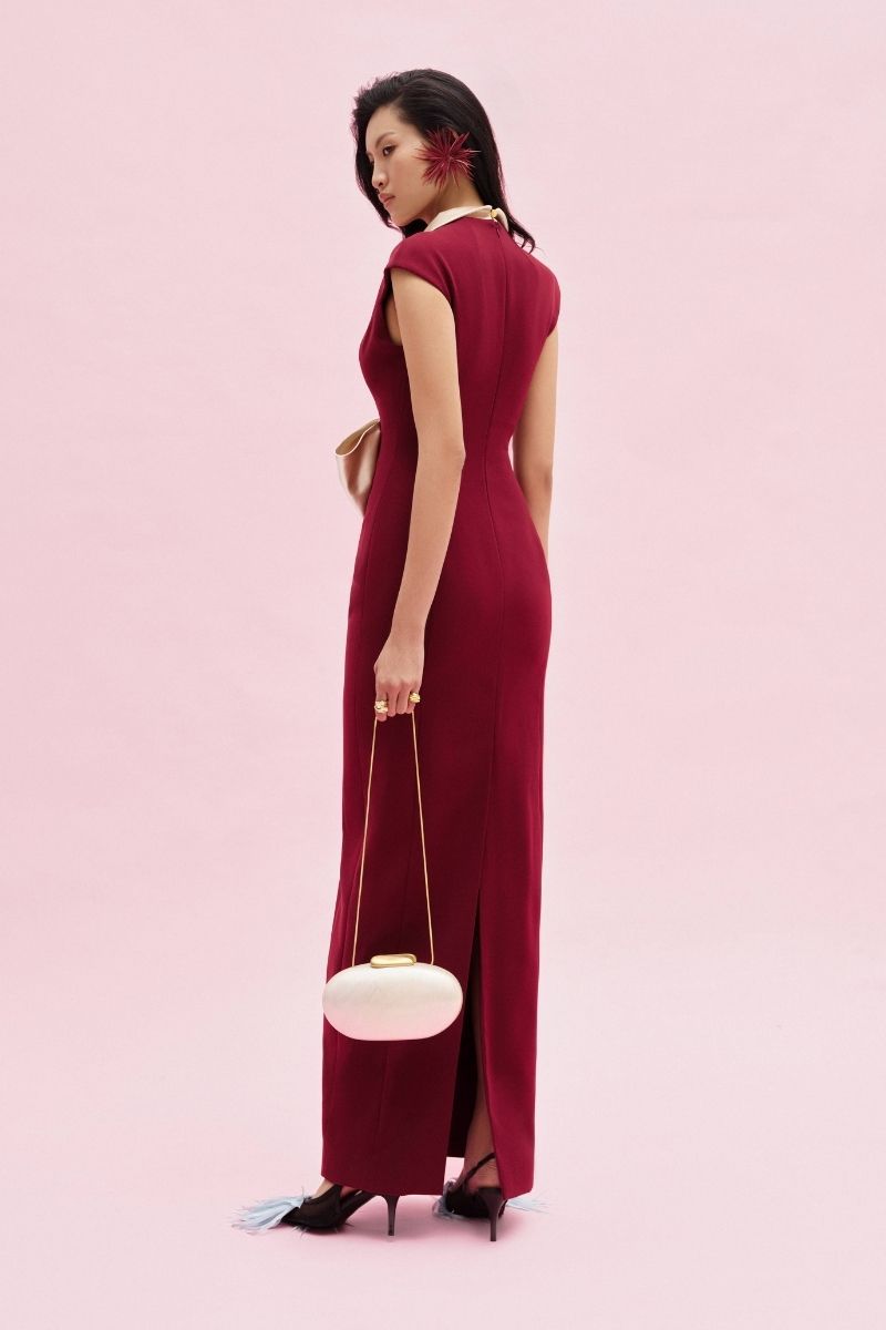 Jenny K Tran Malton Maxi Dress in flowing fabric with a stylish silhouette, perfect for elegant daytime or evening wear.