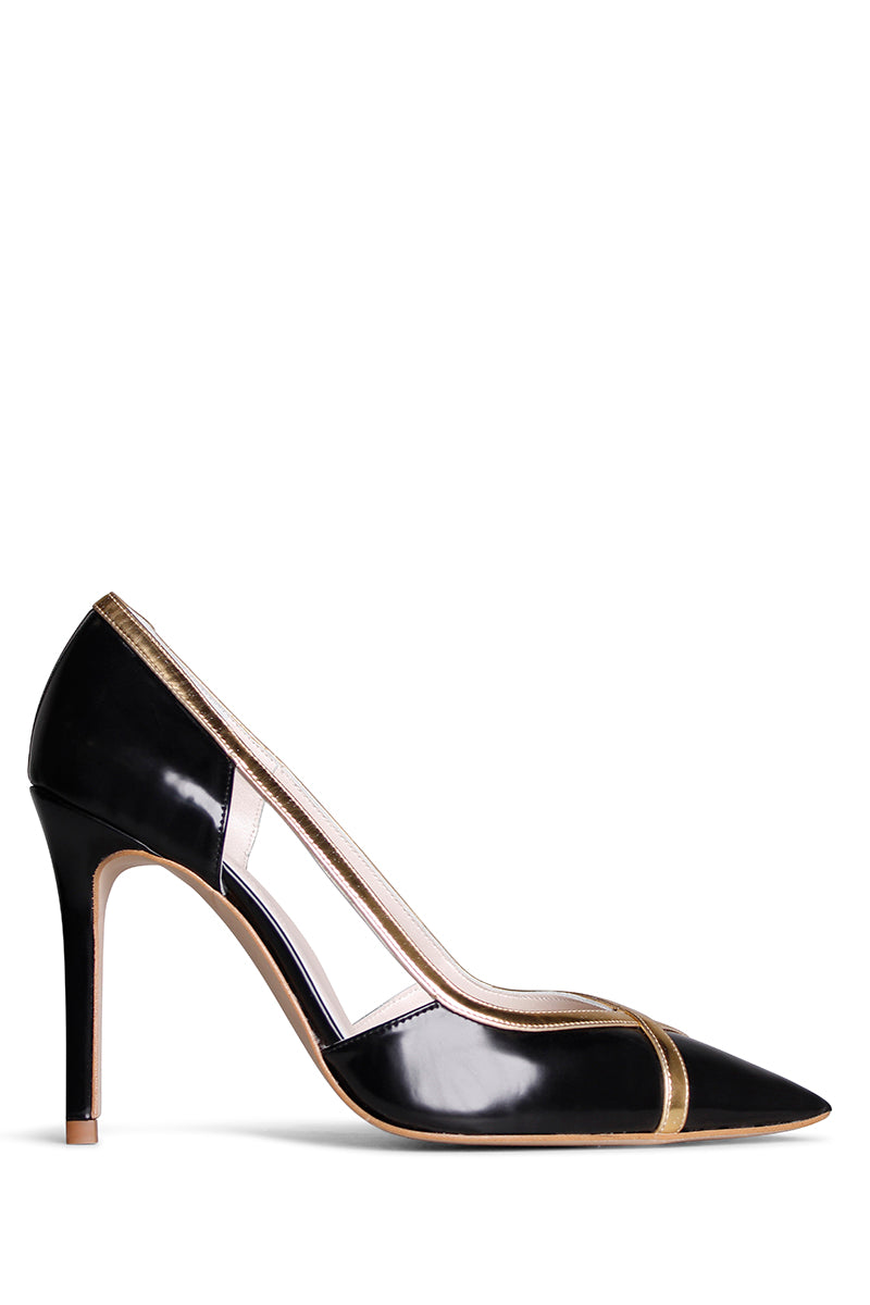 MANDI BLACK GOLD HEELS - CULT MIA