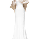 Jenny K Tran Maraidress gown in off-white and beige, flowing elegant dress with a soft, sophisticated silhouette.