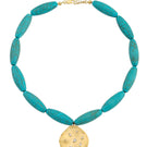 Peracas MARE turquoise necklace featuring a vibrant turquoise pendant on a delicate chain.