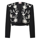 Señorita Maria blazer in black and white, tailored women's jacket with stylish lapels and fitted design.