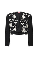 Señorita Maria blazer in black and white, tailored women's jacket with stylish lapels and fitted design.