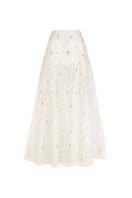 Mastani Roohi organza top and Freya embellished skirt set, elegant co-ords with intricate detailing and lightweight fabric.