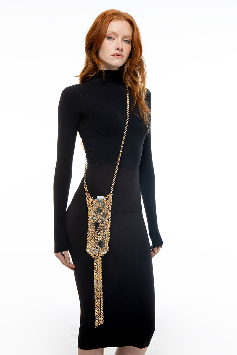 Gold Silvia Gnecchi shoulder bag with sleek design and structured shape, perfect for stylish daily use.
