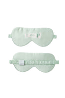 Green MBTI silk eye mask by MANITO featuring the Myers-Briggs Type Indicator logo on smooth silk fabric.