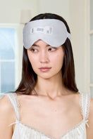 Gray MBTI silk eye mask by MANITO, soft and comfortable sleep accessory with detailed MBTI logo design.