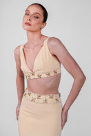 Monika Dimova embellished crepe co-ords set featuring intricate detailing and a stylish, elegant design.