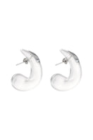 Medium drop glass earrings by MAZ Manuela Álvarez featuring sleek, transparent glass design and elegant silver hooks.