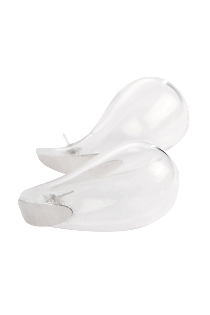 Medium drop glass earrings by MAZ Manuela Álvarez featuring transparent, stylish glass design.