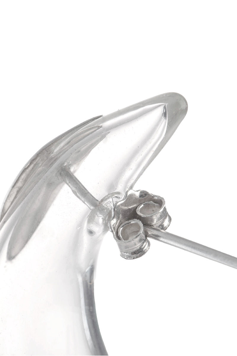Medium drop glass earrings by MAZ Manuela Álvarez featuring sleek, transparent glass design, perfect for elegant everyday wear.