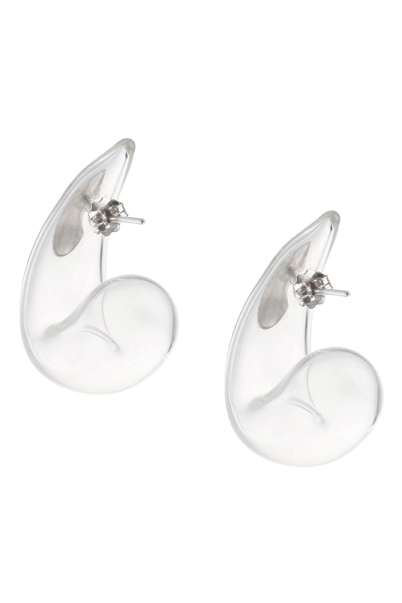 Medium drop glass earrings by MAZ Manuela Álvarez featuring elegant, clear glass design and silver hooks.