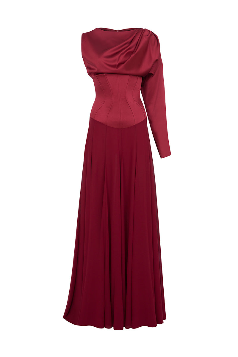 red organza mesh maxi dress Edwina Knotted Mesh Maxi Dress / Red | MESHKI