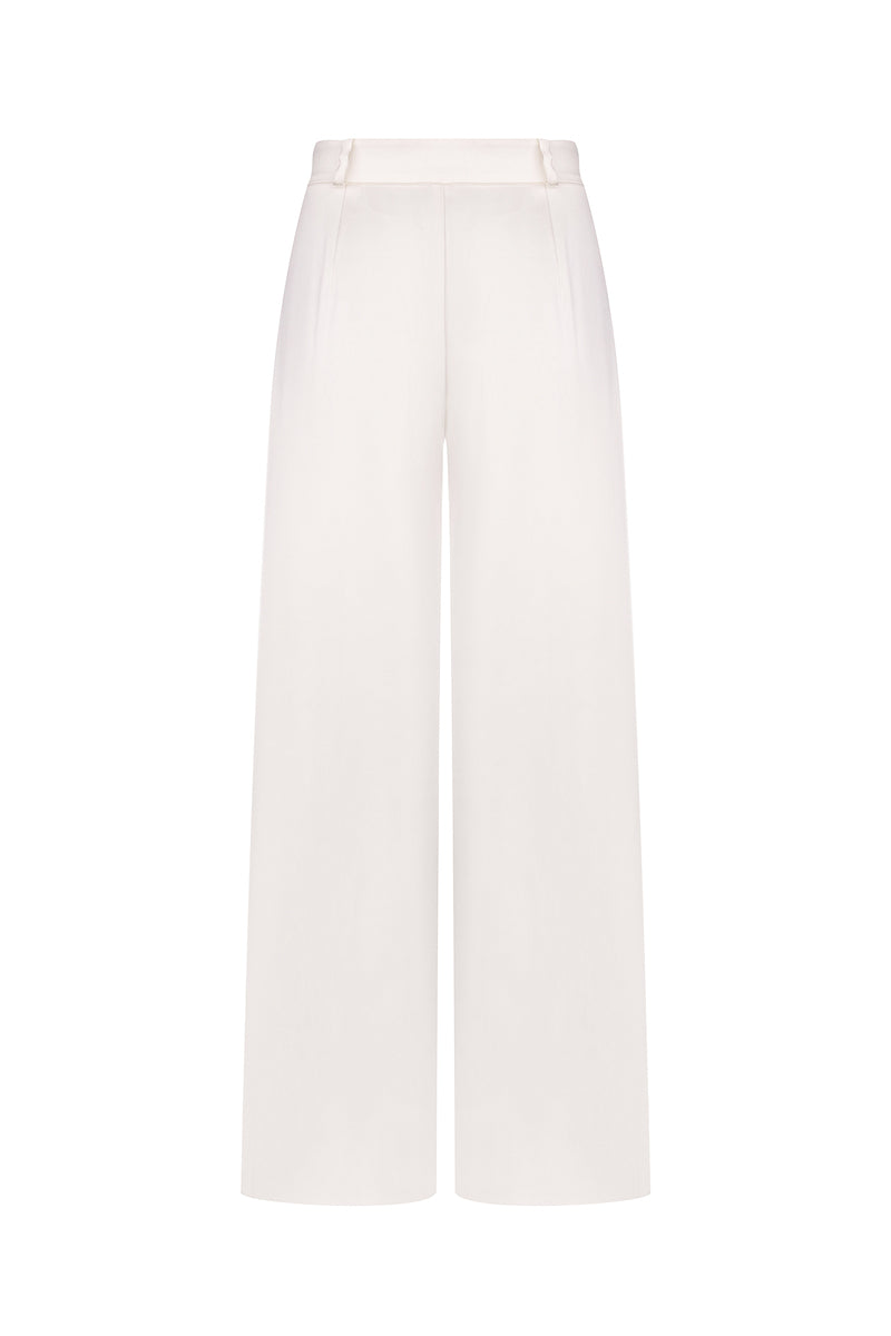HIGH-WAISTED LOOSE-FITTING PANTS IN IVORY - CULT MIA
