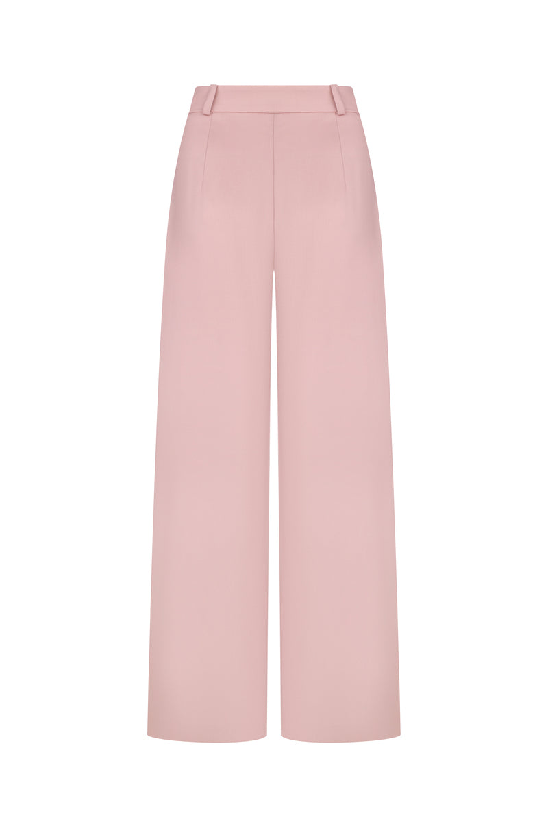 HIGH-WAISTED LOOSE-FITTING PANTS IN POWDER - CULT MIA