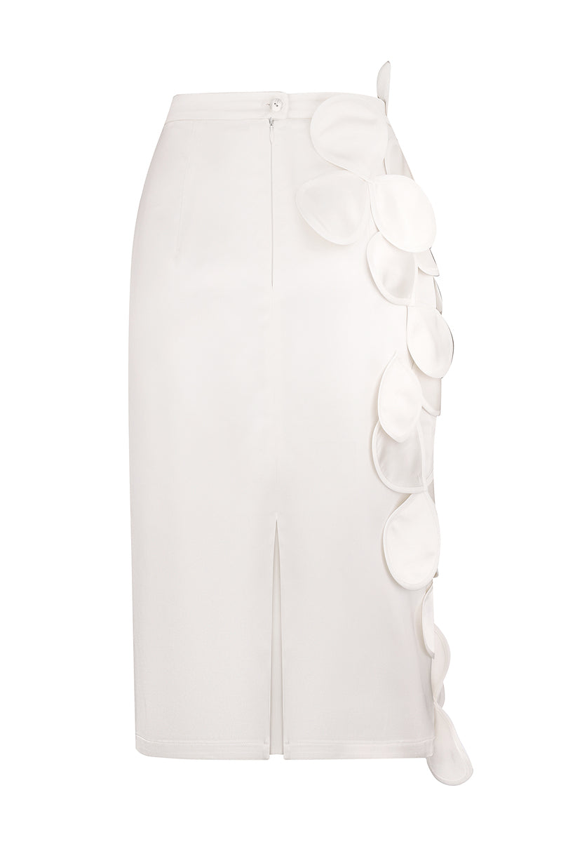 BELOW-KNEE FLORAL APPLIQUÉ BRIDAL SKIRT IN IVORY - CULT MIA