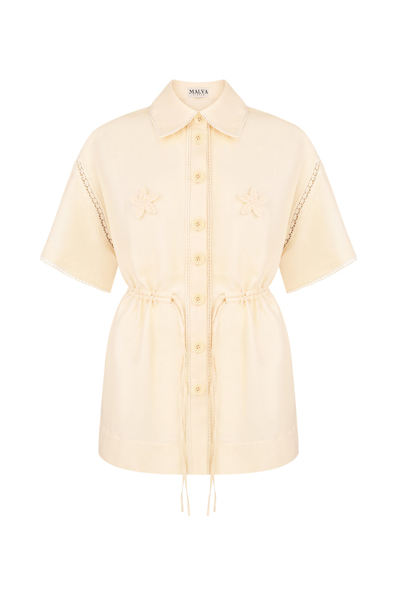SHORT-SLEEVE BUTTON FRONT BLOUSE - CULT MIA