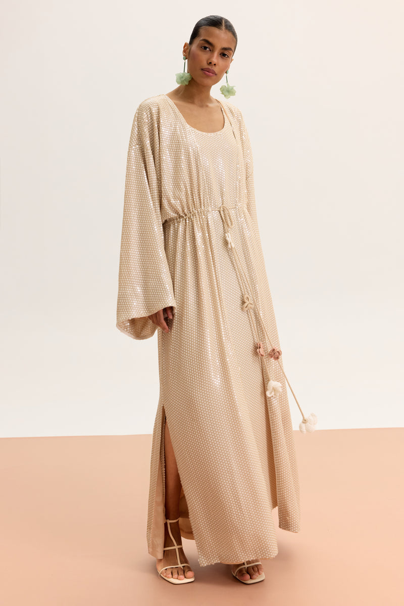 elliana barong midi dress Elliana Embroidered Floral Barong Midi Dress