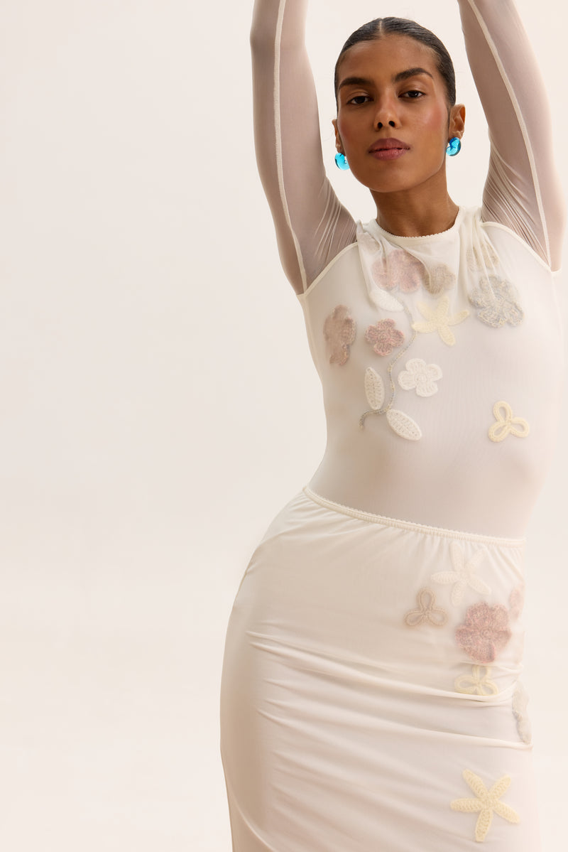 HIGH-WAISTED EMBELLISHED PENCIL SKIRT - CULT MIA