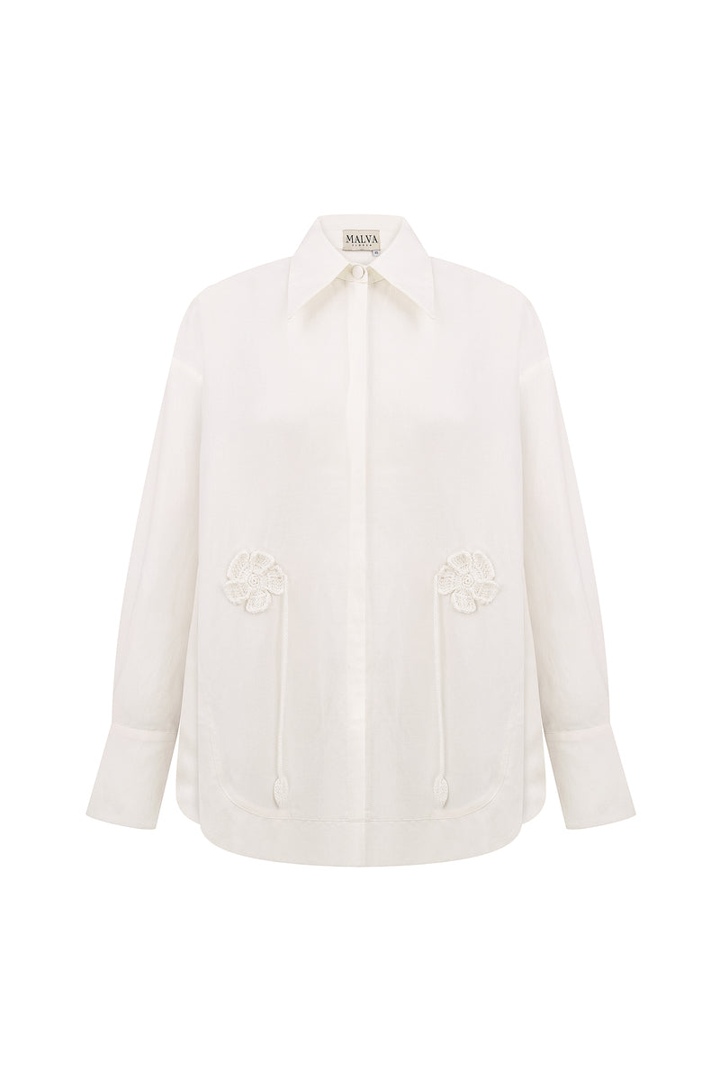 RELAXED-FIT BLOUSE IN IVORY