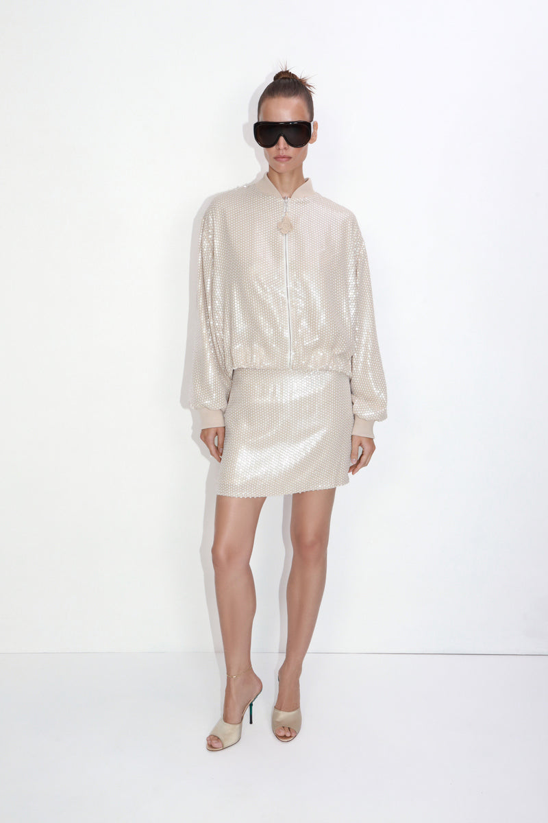 MINI SEQUIN SKIRT IN BEIGE