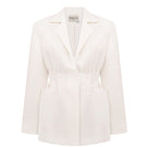 Ivory tailored blazer by Malva Florea featuring a classic fit and structured design, shown on a neutral background.