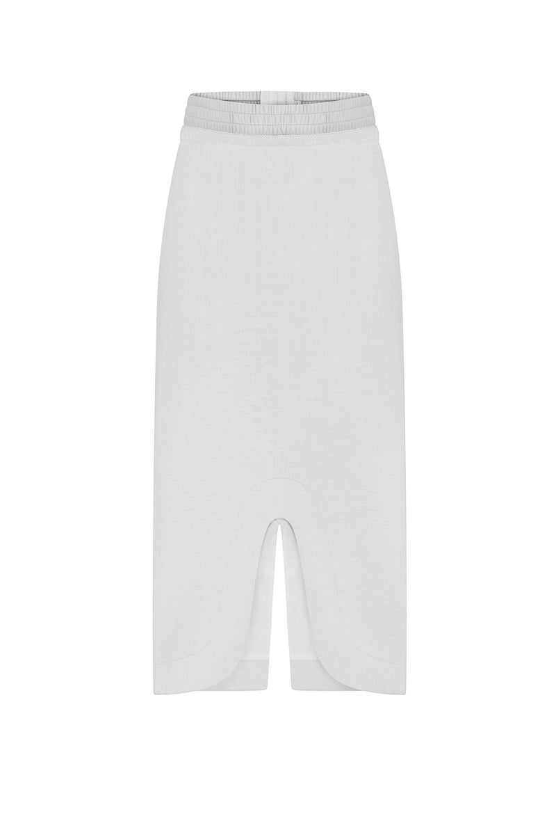 HIGH-RISE MIDI SKIRT IN GRAY