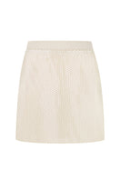 Beige mini skirt with sequin embellishments from Malva Florea, featuring a stylish and trendy design.