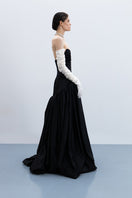 Elegant black Maxi gown by Monetre featuring a flowing silhouette and stylish design, suitable for formal occasions.