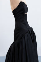 Black Maxi Gown by Monetre featuring elegant fit and flowy design, perfect for formal occasions.