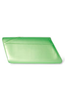 Lime green Terry de Havilland Mia clutch bag with sleek design and compact size, perfect for stylish evening accessories.