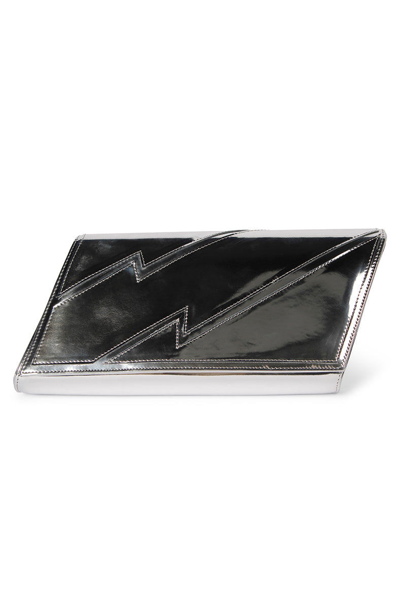MIA CLUTCH BAG IN HIGH SHINE SILVER