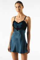 Silk MIREILLE baby doll nightgown in Stardust color by NK IMODE, featuring delicate lace details and a flowing, elegant design.