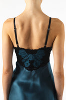 NK IMODE Mireille baby doll silk chemise in Stardust, featuring elegant satin fabric and delicate lace details.
