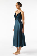 Long silk nightgown with bust-support design in starry Stardust pattern by NK IMODE, featuring flowing fabric and elegant silhouette.
