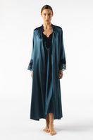 Long silk nightgown with bust-support design, Stardust color, by NK IMODE, featuring elegant, flowing fabric and a luxurious appearance.