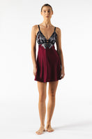 NK IMODE ROXY bust-support silk chemise in Bordeaux, elegant nightgown with delicate fabric and feminine design.