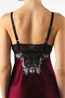 Roxy bust-support silk chemise in Bordeaux by NK Imode, featuring smooth silk fabric and delicate design for elegant sleepwear.