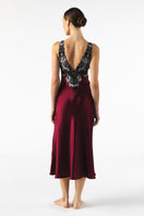 NK Imode Roxy bust-support long silk gown in Bordeaux, elegant nightgown with smooth fabric and delicate design.