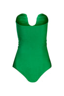 Green Serrania one-piece swimsuit by Laura Escobar, featuring a sleek design and comfortable fit.