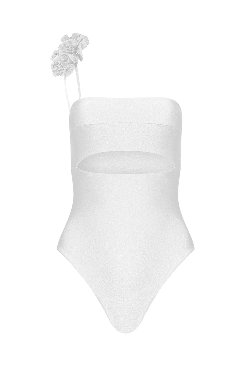 CORAL ONE PIECE IN WHITE - CULT MIA