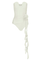 White Tobacco One Piece swimsuit by Laura Escobar, featuring a sleek design and comfortable fit, shown on a model.