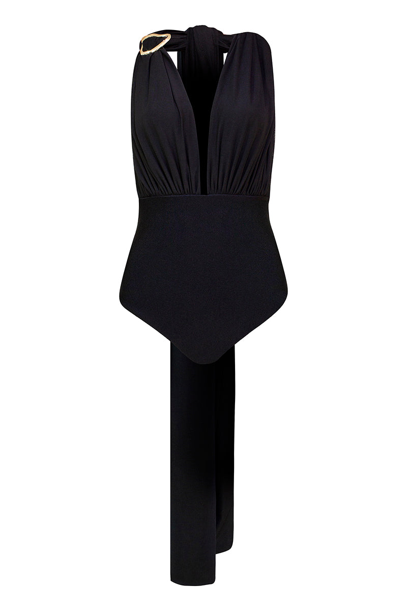 LEDIEL Haiku bodysuit, a stylish women's top with a sleek fit and modern design, shown on a model in the image.