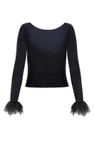 LEDIEL Pluma Top, stylish women's blouse with intricate detailing and lightweight fabric, front view showing neckline and texture.