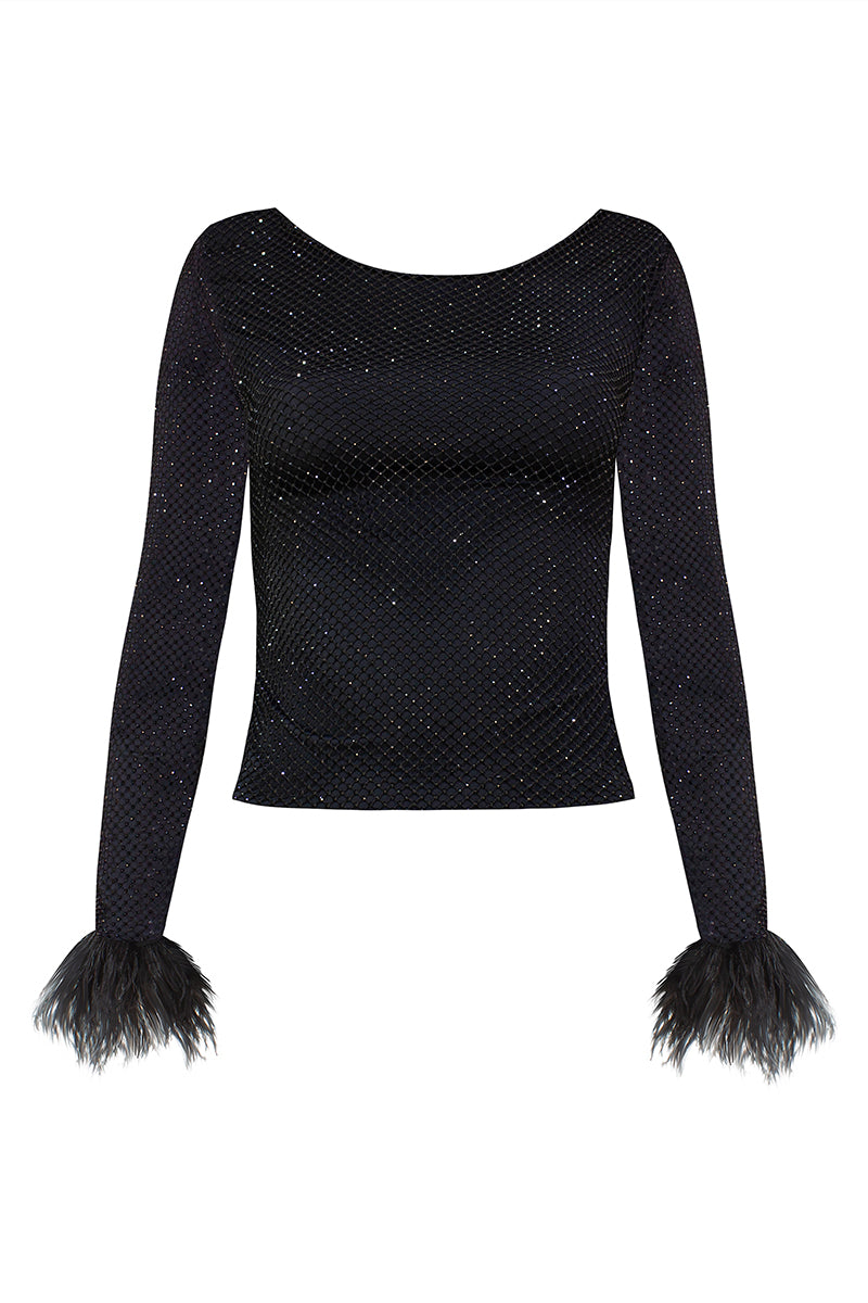 LEDIEL Pluma Top, stylish women's blouse with flowing fabric and elegant design, shown in the image.