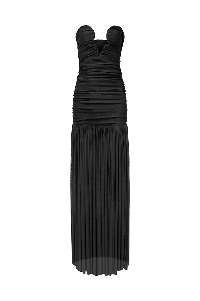 LEDIEL Topacio mesh maxi dress featuring a flowing silhouette and intricate mesh details for elegant summer wear.